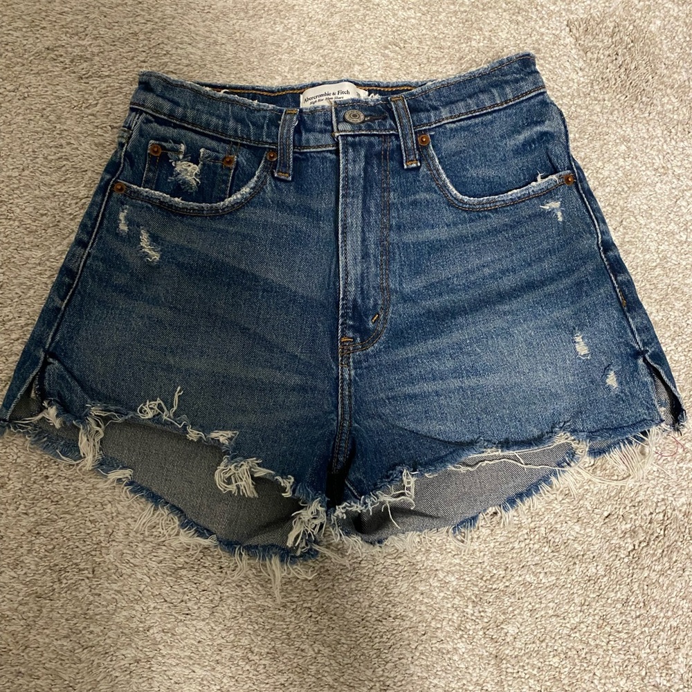 Abercrombie & Fitch Blue High Rise Mom Shorts